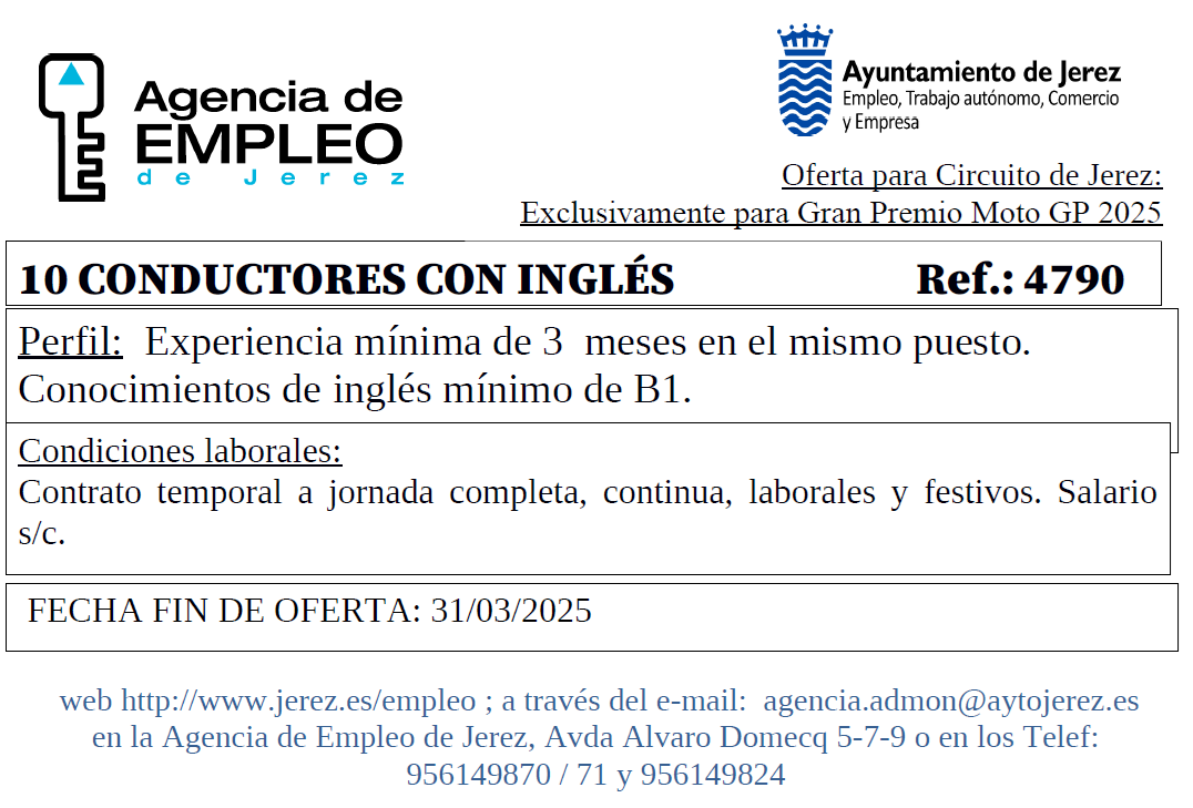 Oferta Agencia Empleo Jerez