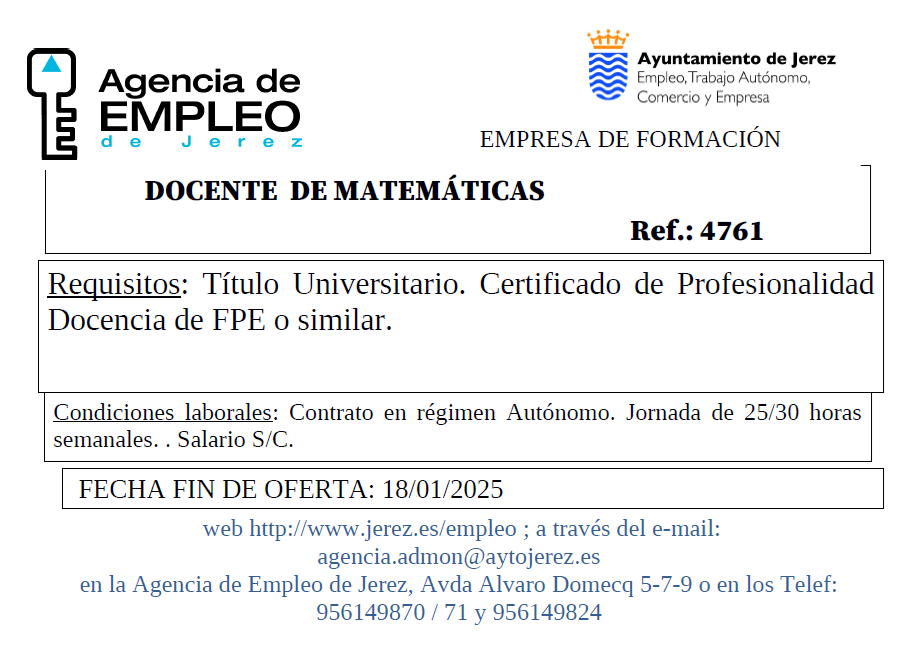 Oferta Agencia Empleo Jerez