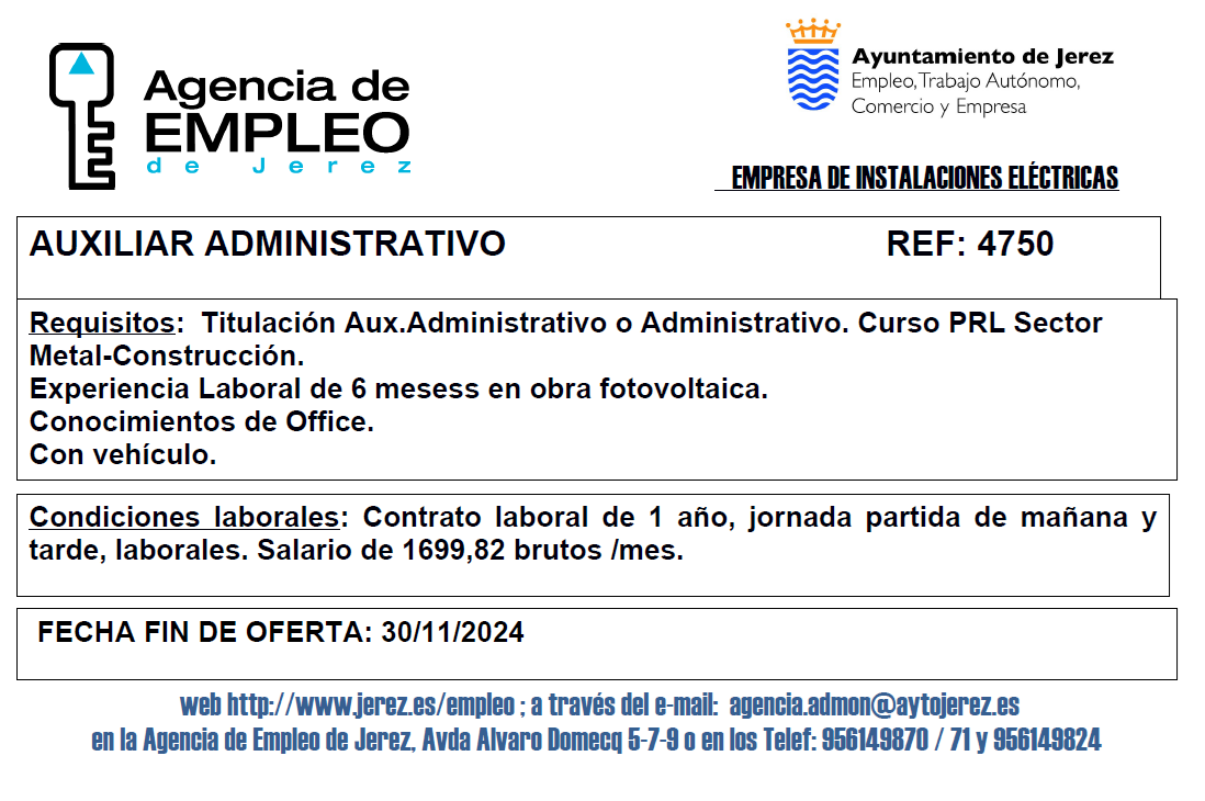 Oferta Agencia Empleo Jerez