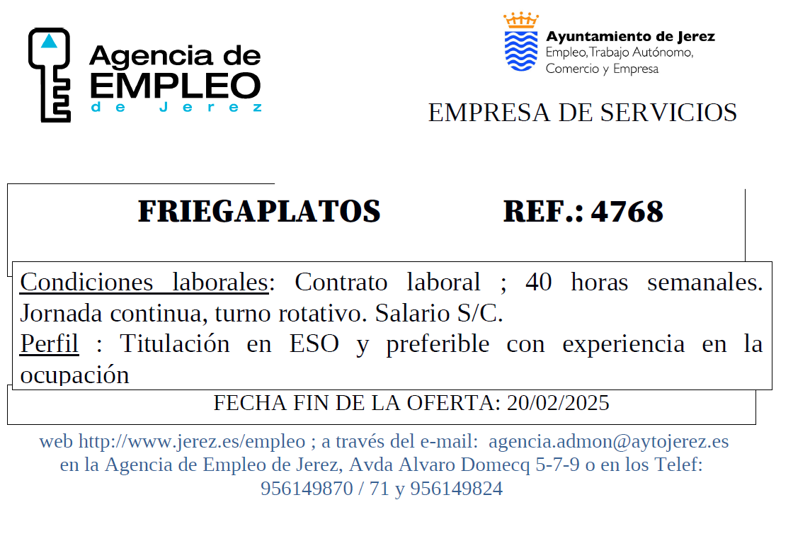 Oferta Agencia Empleo Jerez