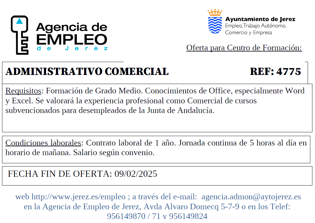 Oferta Agencia Empleo Jerez