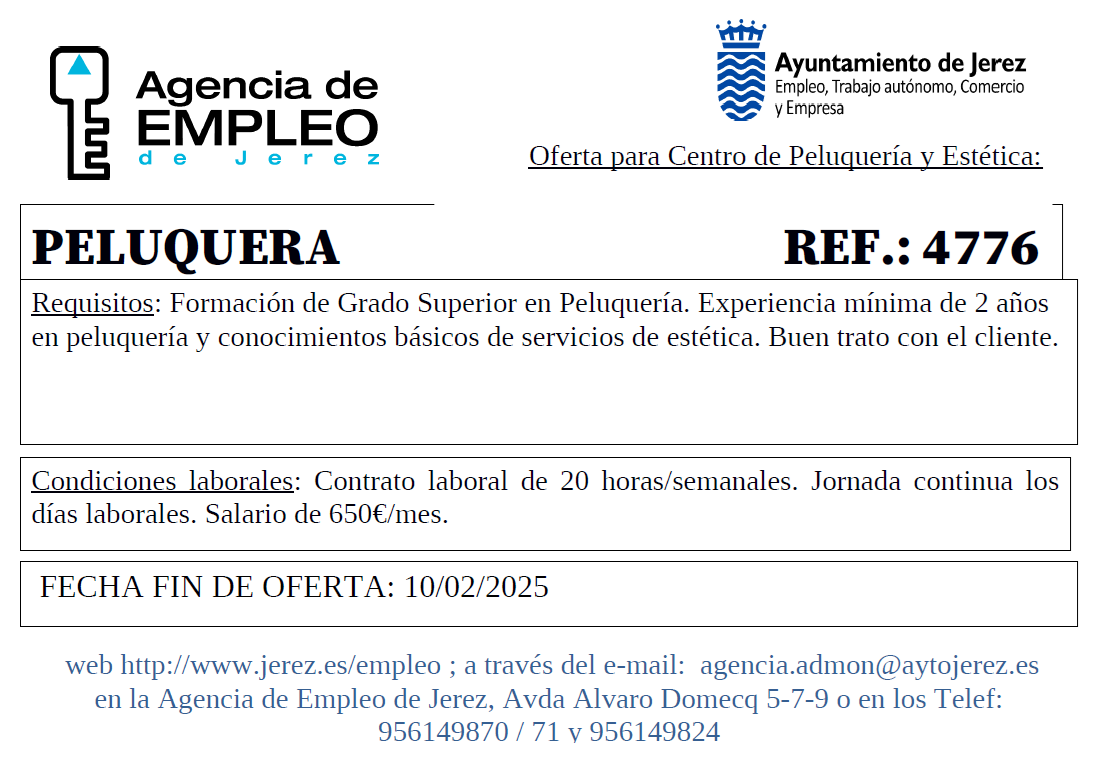 Oferta Agencia Empleo Jerez