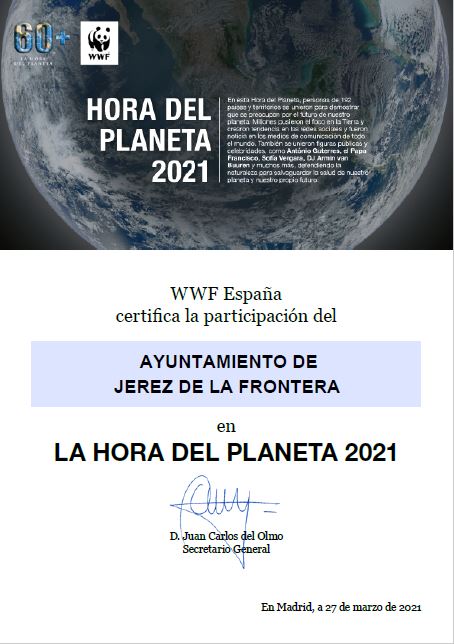 La Hora del Planeta. Certificado