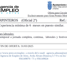 Oferta Agencia Empleo Jerez