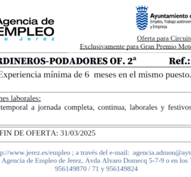 Oferta Agencia Empleo Jerez