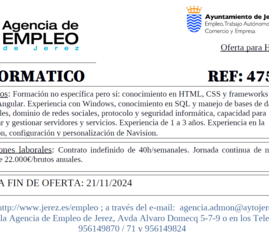 Oferta Agencia Empleo Jerez