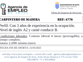 Oferta Agencia Empleo Jerez