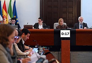 La alcaldesa durante la celebración del pleno