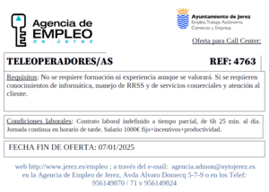 Oferta Agencia Empleo Jerez