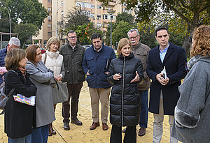 La alcaldesa durante la visita a San Joaquín