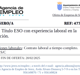 Oferta Agencia Empleo Jerez