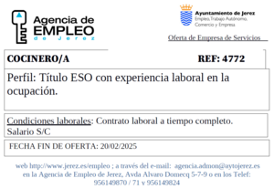 Oferta Agencia Empleo Jerez