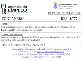 Oferta Agencia Empleo Jerez