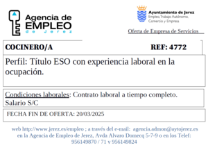 Oferta Agencia Empleo Jerez