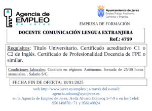 Oferta Agencia Empleo Jerez